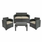 Salon de jardin Rattan Loungeset 4 pièces