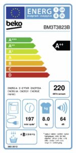 Seche-linge Beko 8kg avec pompe à chaleur BM3T3823B - Image 5
